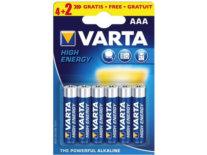 Батарейки VARTA HIGH ENERGY типа ААА, бл.6 шт